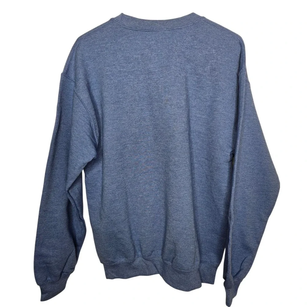 Gildan Heavy Blend‎ Blue Crew Neck Sweatshirt Always Cold Graphic Print Size M - Picture 4 of 10